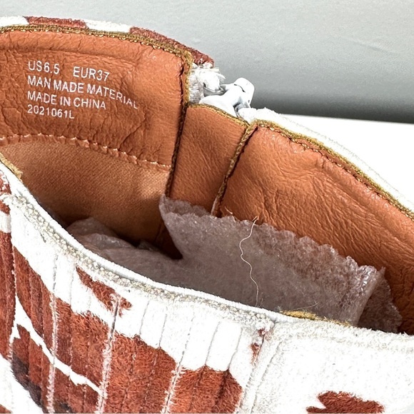 Animal Print Cow Boots Brown and White Mob Wife Western Cowboy Size 6 1/2 Medium - Picture 9 of 15